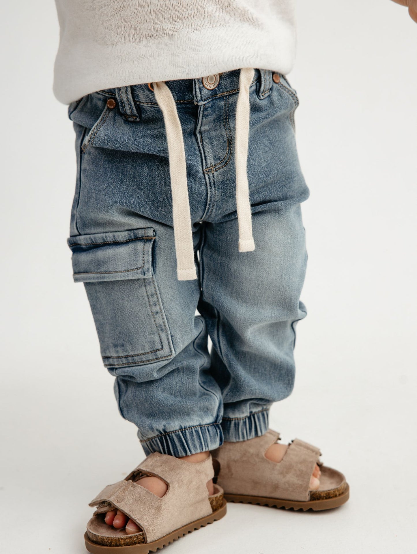 מכנסי ג'ינס עם מכפלת אלסטית בייבי Summer Denim