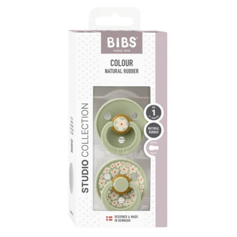 זוג מוצצים BIBS ירוק בהיר פרחים