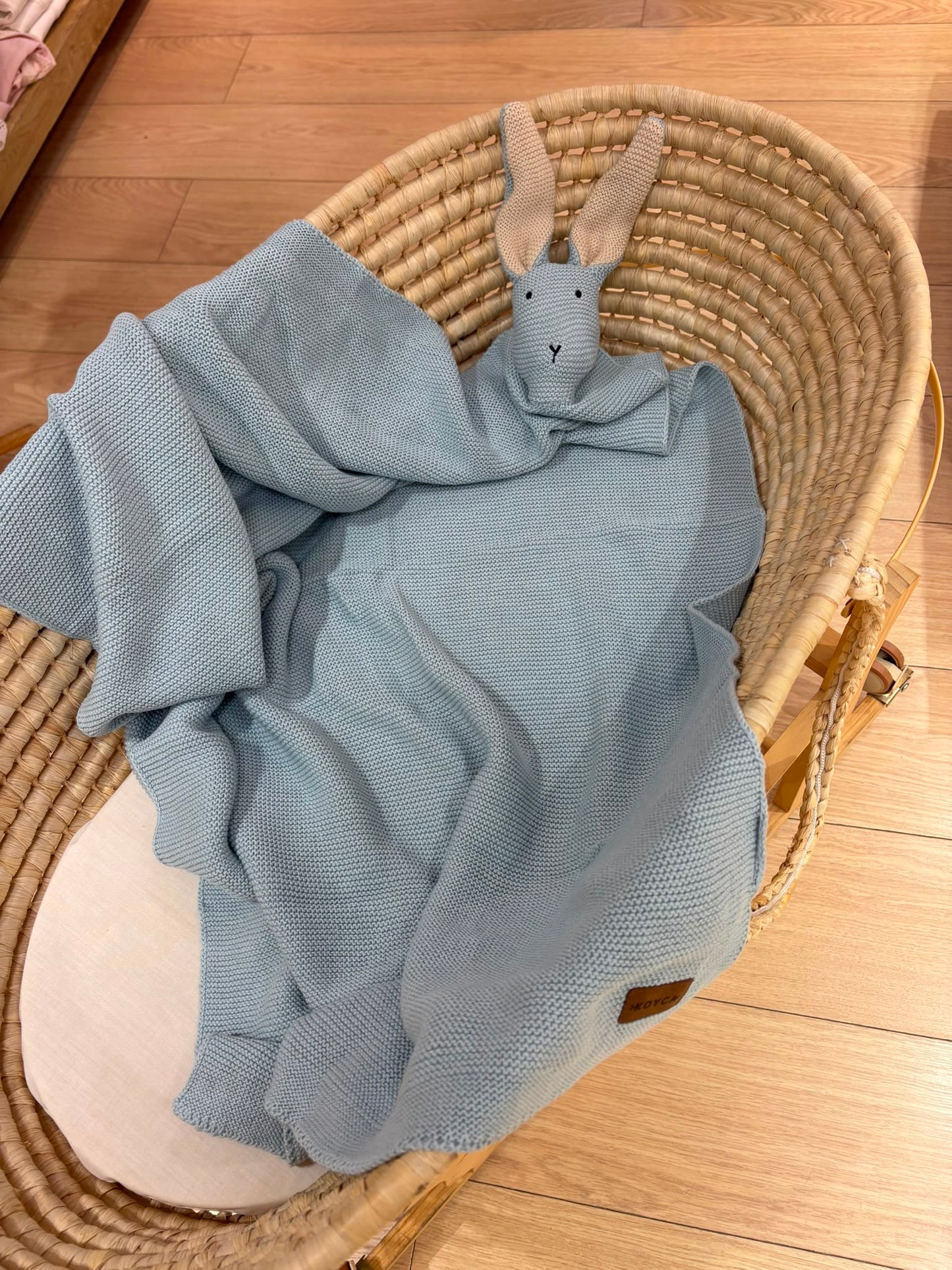 שמיכה סרוגה bunny כחול