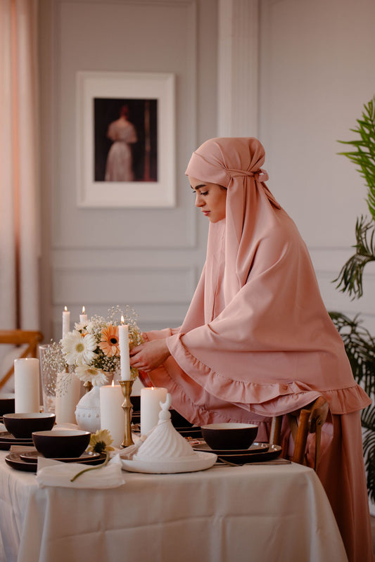 طقم صلاة نسائي-لون زهري