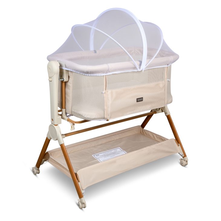 עריסה נצמדת כולל נדנוד מבית BÉBÉ בז' עץ